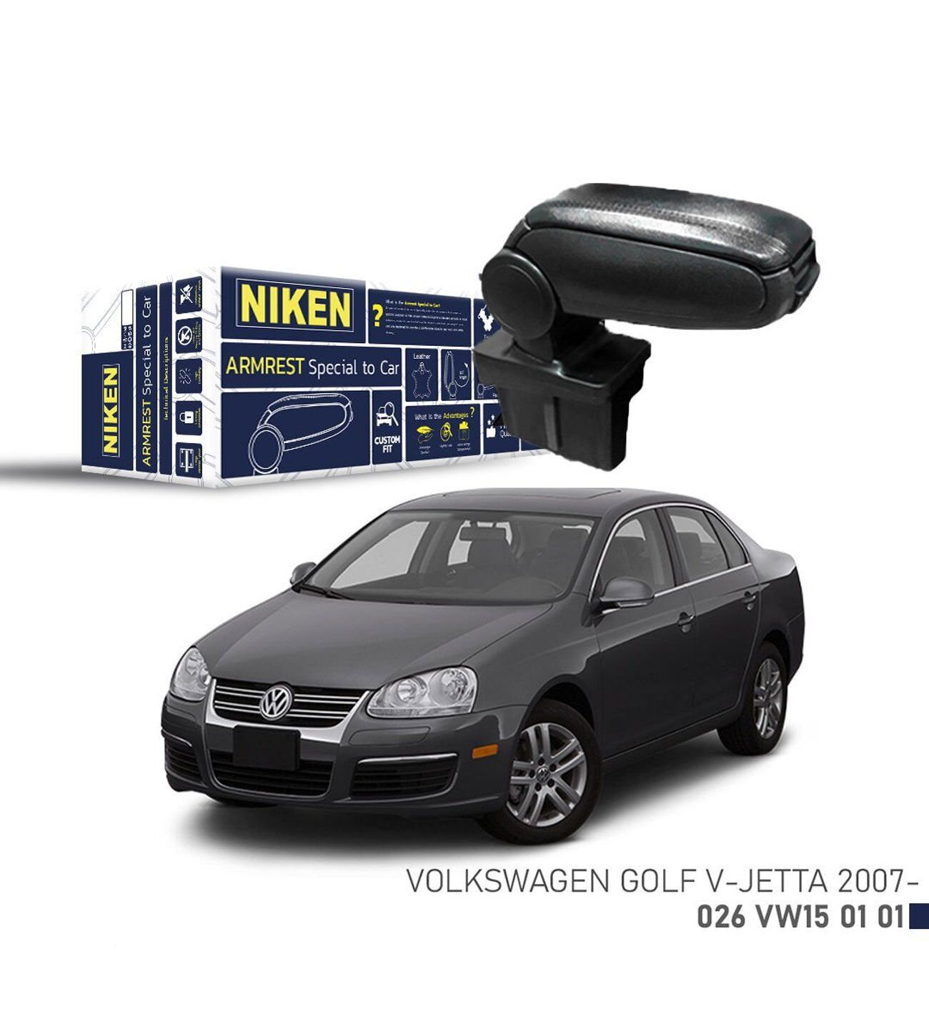 Niken VW Golf V -Jetta 2007+ Sonrası Araca Özel Kol Dayama Siyah