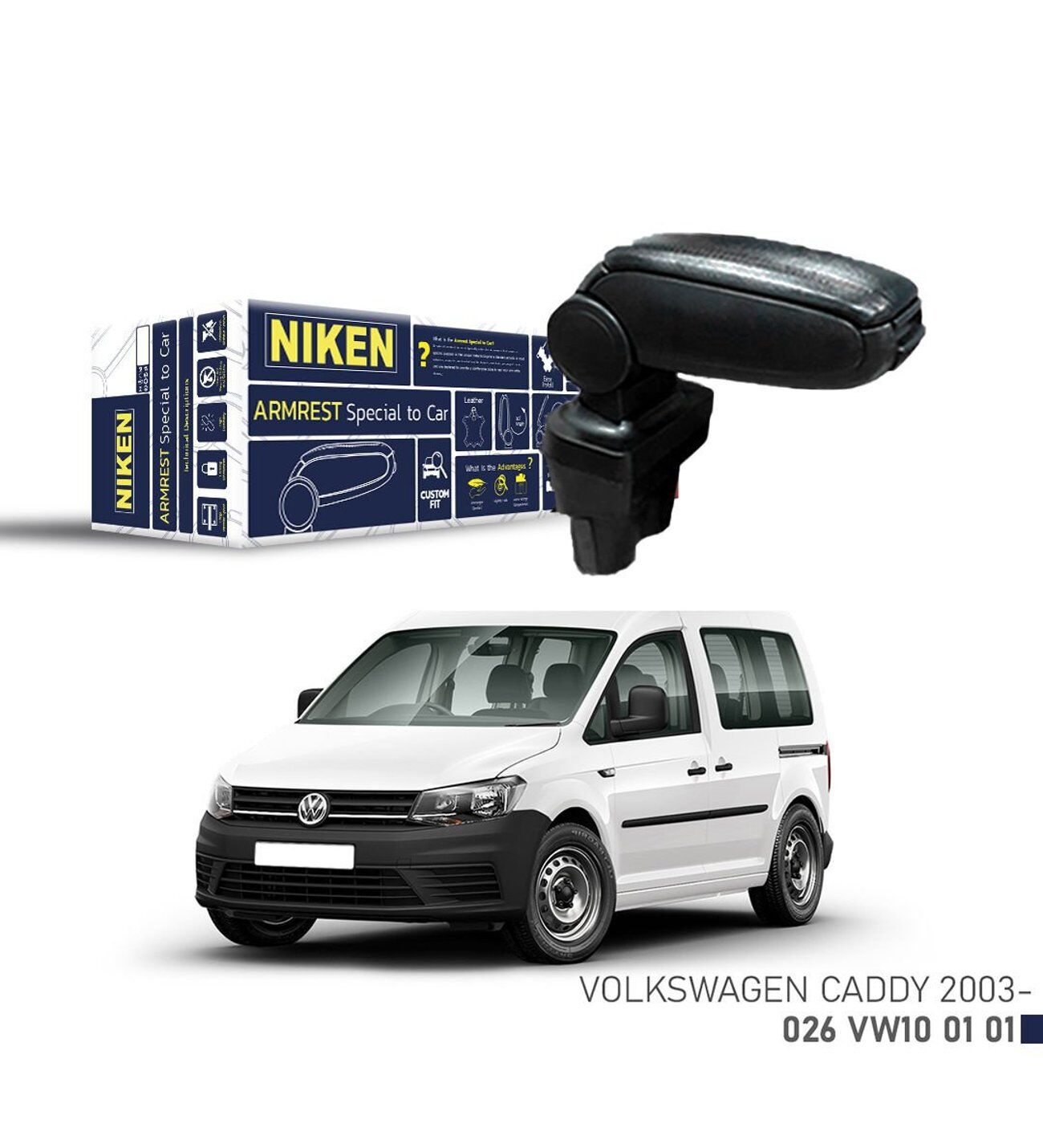 Niken VW Caddy 2003+ Sonrası Araca Özel Kol Dayama Siyah