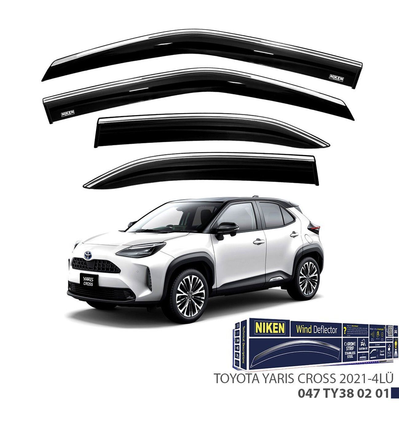 Toyota Yaris Cross Kromlu Cam Rüzgarlığı Niken 2021+sonrası uyumlu