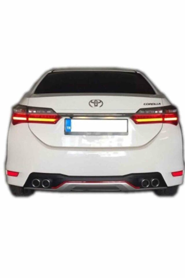 Toyota Corolla 4 çıkış görünümlü kırmızı şeritli difüzör 2013-2018 arası modeller