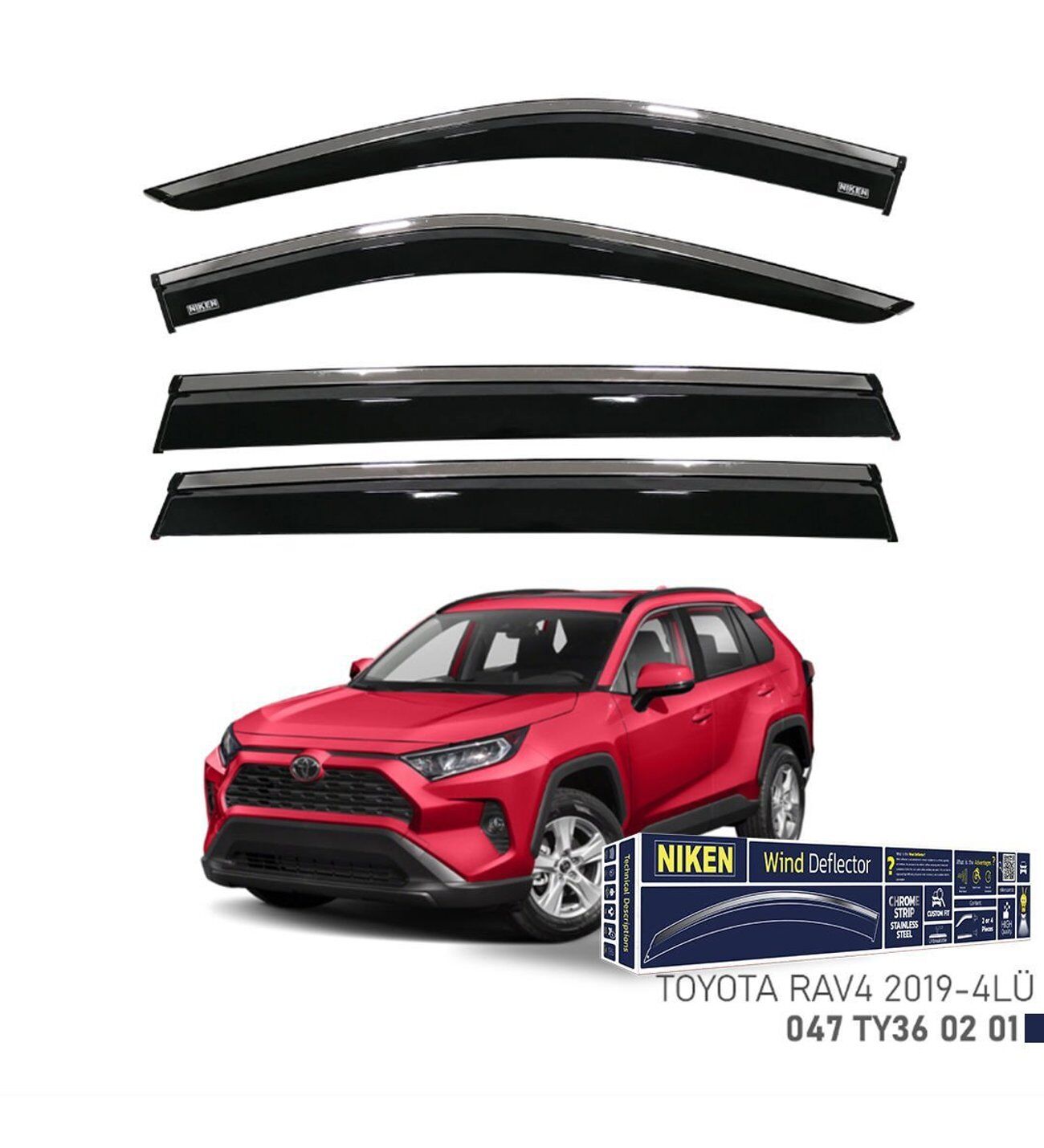 Toyota Rav4 Kromlu Cam Rüzgarlığı Niken 2019+sonrası uyumlu