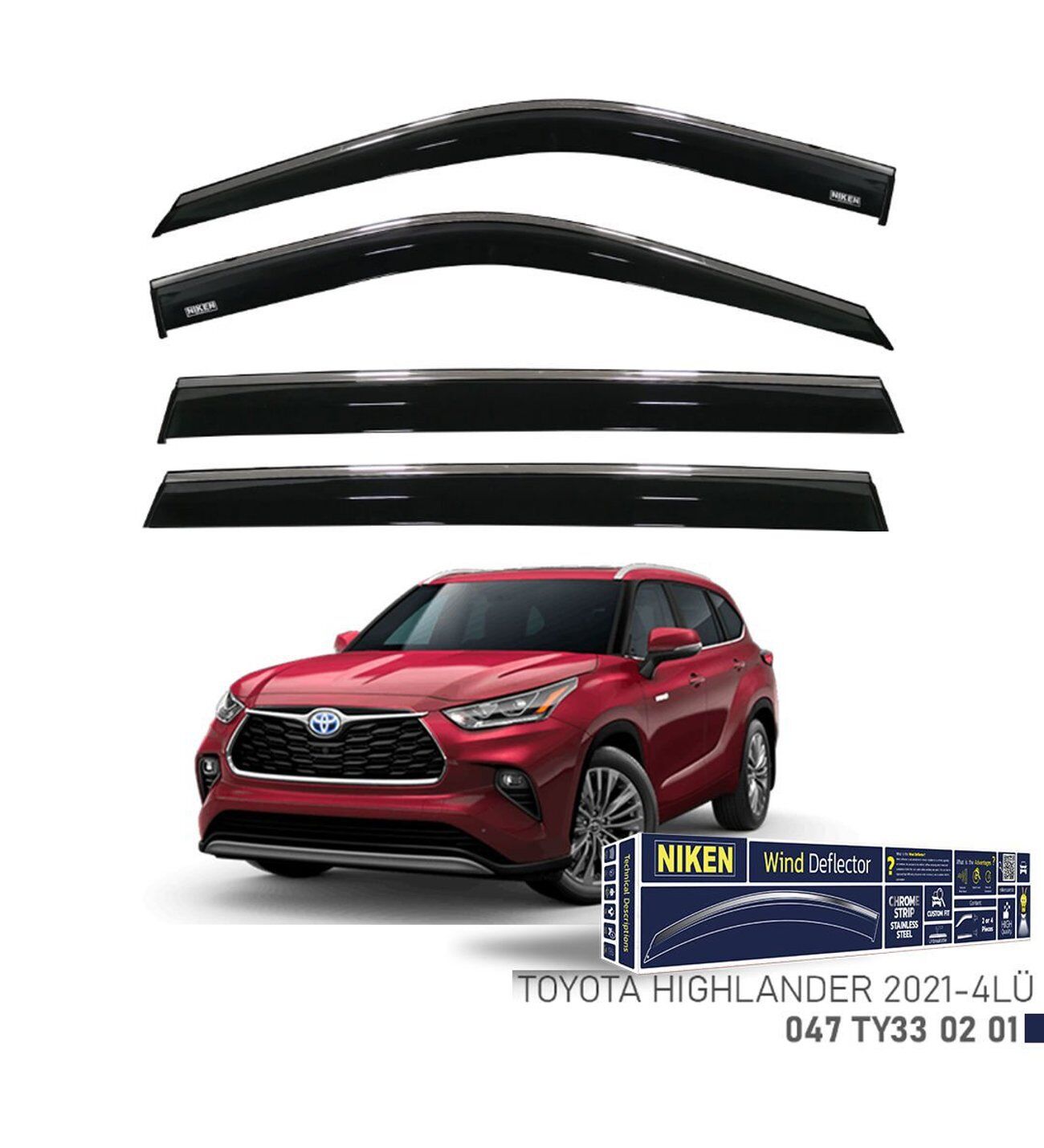 Toyota Highlander Kromlu Cam Rüzgarlığı Niken 2021+