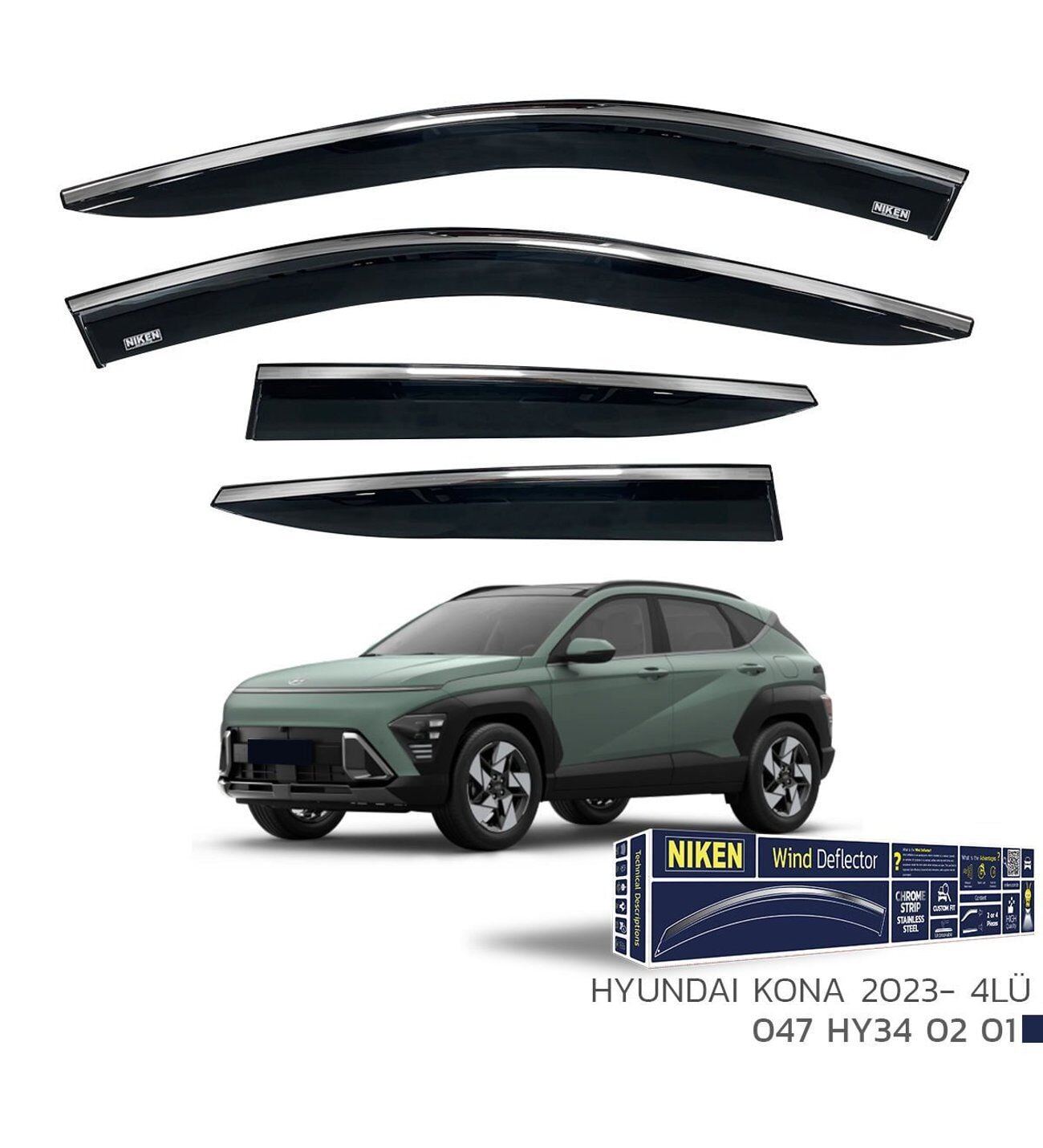 Hyundai Kona Kromlu Cam Rüzgarlığı Niken 2023+ sonrası modeller