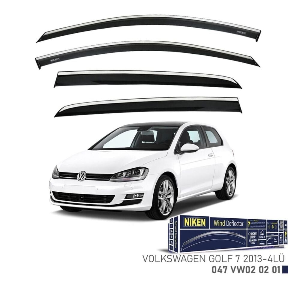 Niken VW Golf 7 Cam Rüzgarlığı Kromlu 4'Lü 2013+ Sonrası