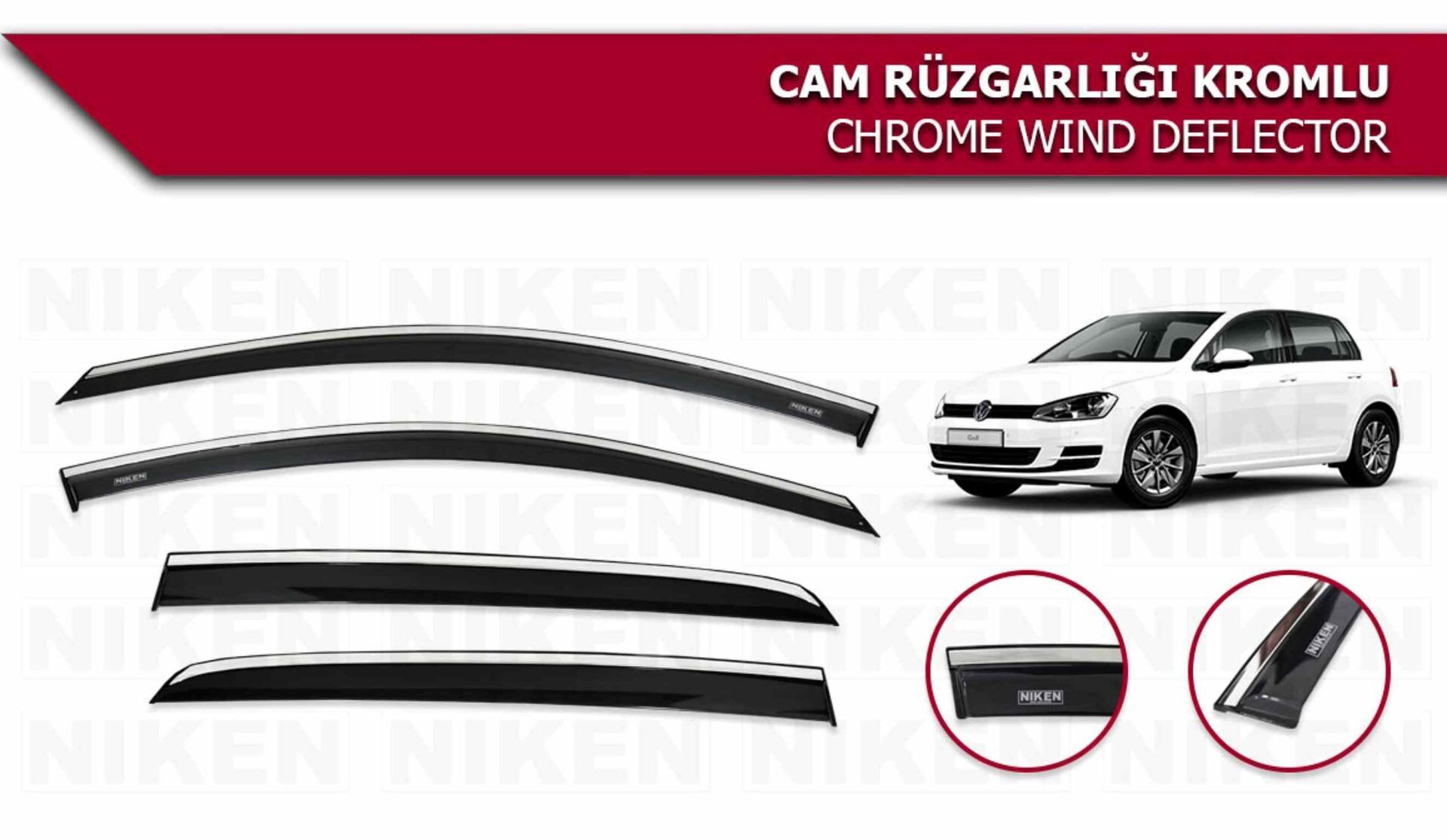 Volkswagen Golf 7 Kromlu Cam Rüzgarlığı Niken 2013+ sonrası