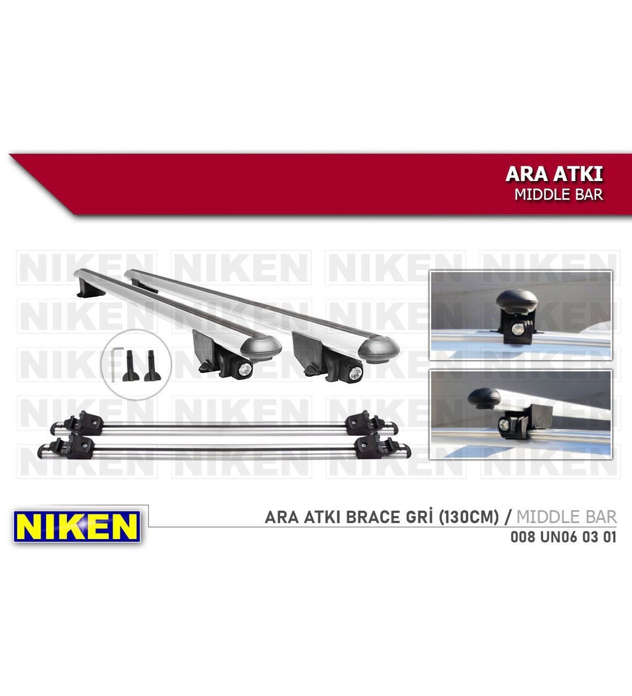Araç üstü ara atkı tavan barı bagaj brace gri 130 cm