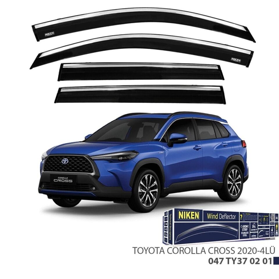 Niken Toyota Corolla Cross Cam Rüzgarlığı Kromlu 4'Lü 2020+ Sonrası