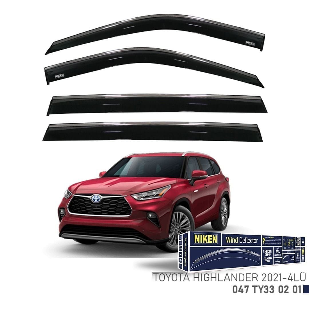 Niken Toyota Highlander Cam Rüzgarlığı Kromlu 4'Lü 2021+ Sonrası