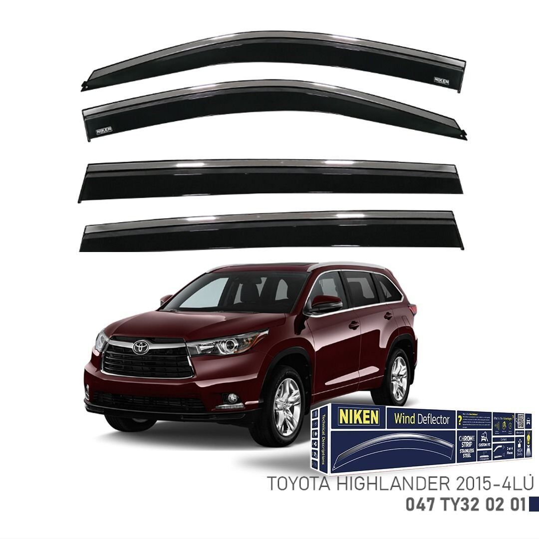 Niken Toyota Highlander Cam Rüzgarlığı Kromlu 4'Lü 2015+ Sonrası