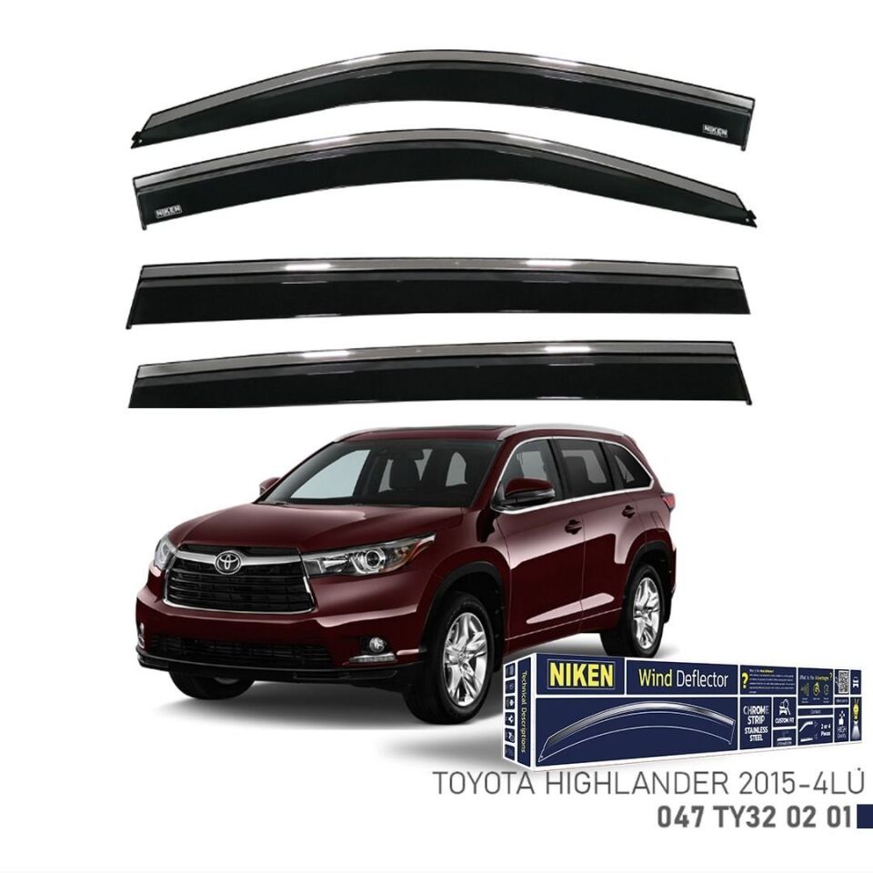 Niken Toyota Highlander Cam Rüzgarlığı Kromlu 4'Lü 2015+ Sonrası