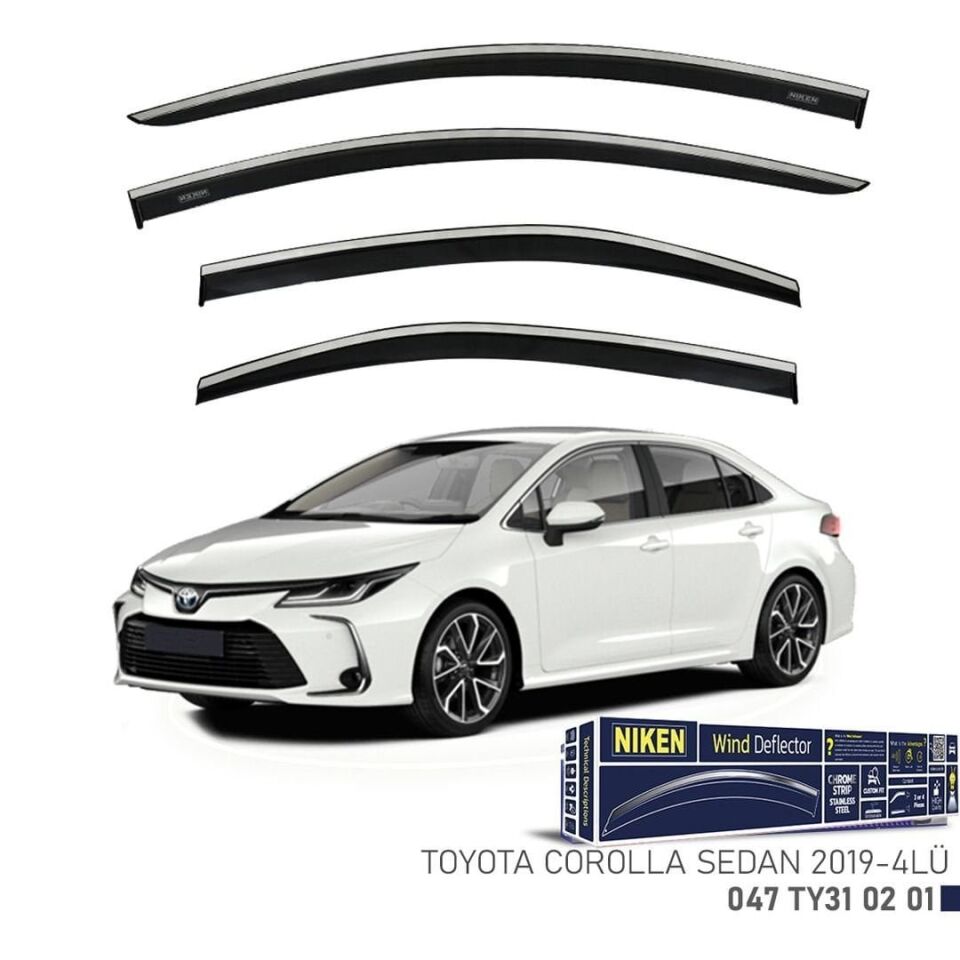 Niken Toyota Corolla Cam Rüzgarlığı Kromlu 4'Lü 2019+ Sonrası