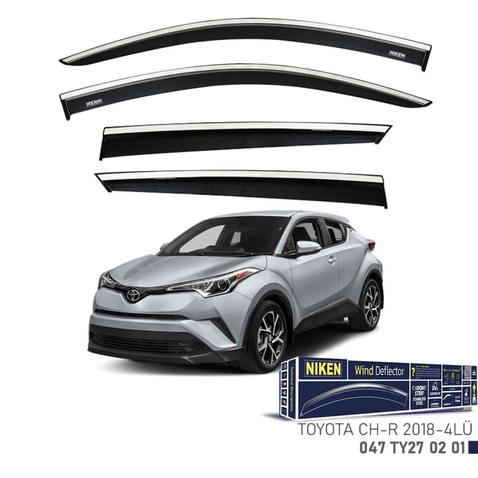 Niken Toyota CHR Cam Rüzgarlığı Kromlu 4'Lü 2018+ Sonrası