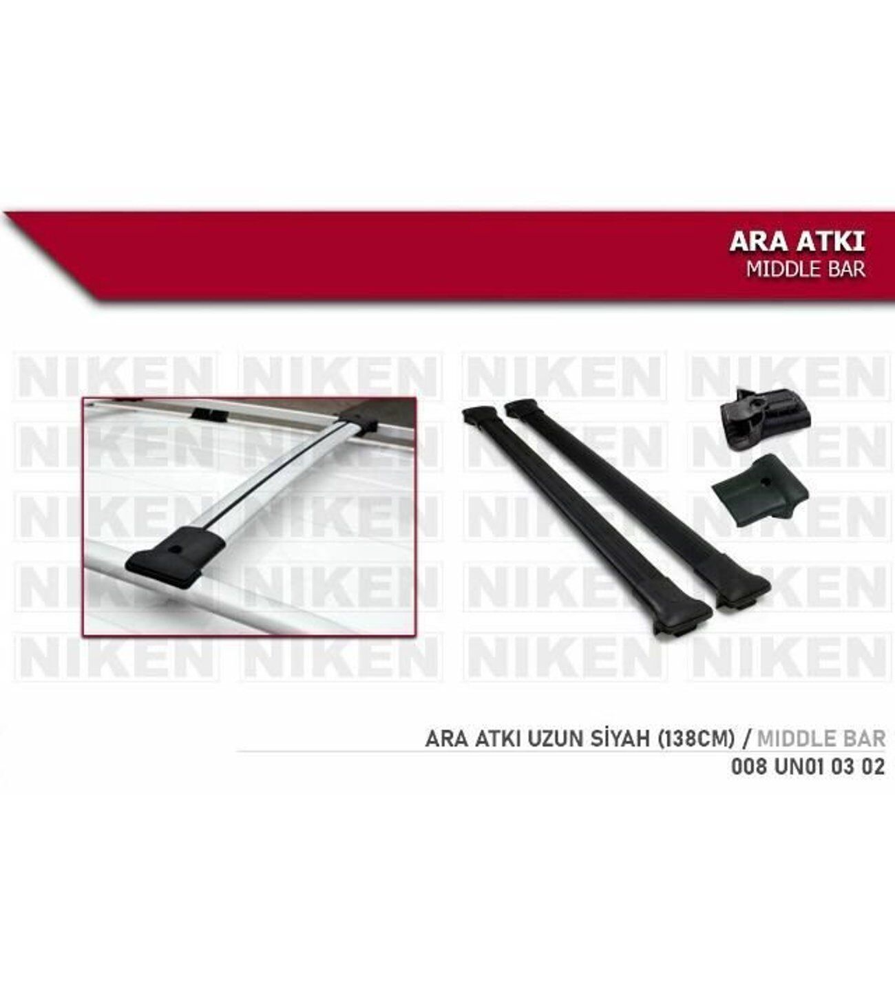 Araç üstü ara atkı bagaj taşıyıcı-siyah (yanlardan sıkıştırmalı ) alüminyum 138 cm uzunluk