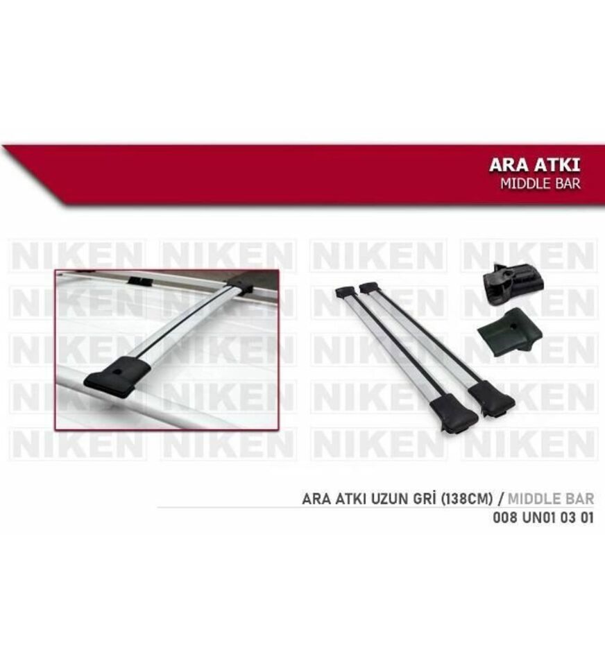 Araç üstü ara atkı bagaj taşıyıcı gri (yanlardan sıkıştırmalı )alüminyum 138cm uzunluk