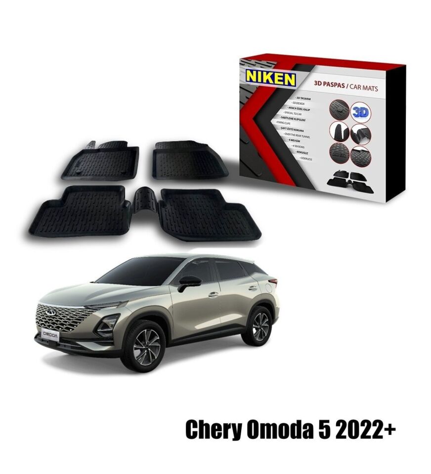 Chery Omoda 5 Havuzlu 3D Paspas Niken Siyah 2022+ sonrası uyumlu