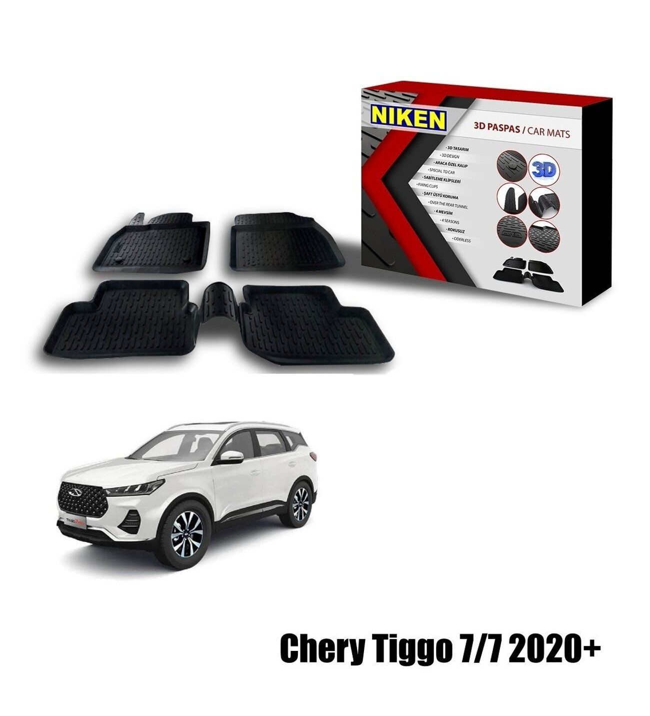 Chery Tiggo 7 Havuzlu 3D Paspas Niken Siyah 2020+ sonrası uyumlu