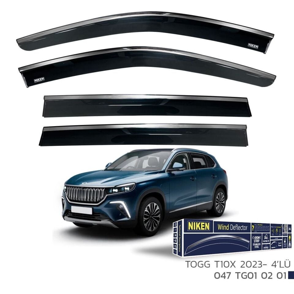 Niken Togg T10X Cam Rüzgarlığı Kromlu 4'Lü 2023+ Sonrası