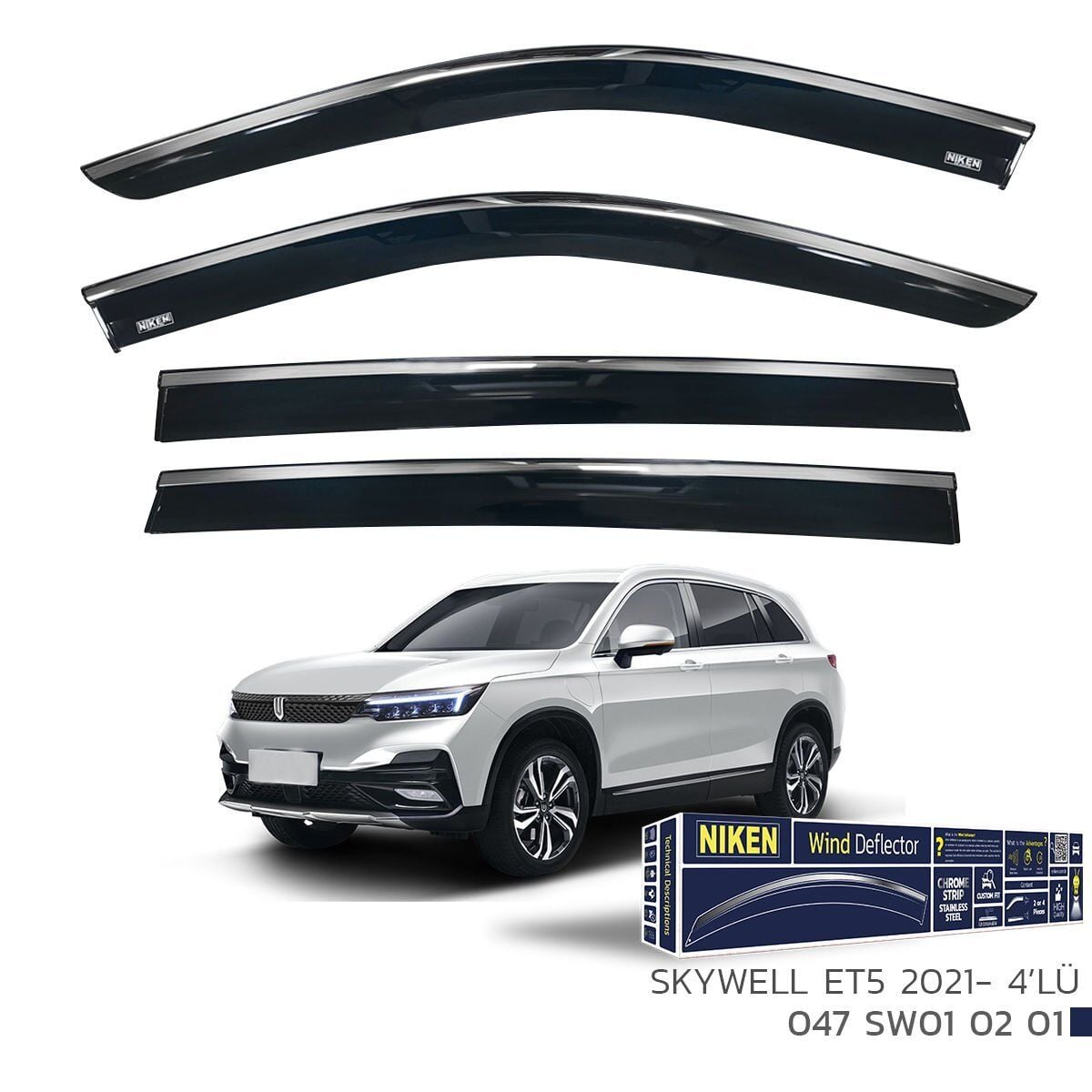 Niken Skywell ET5 Cam Rüzgarlığı Kromlu 4'Lü 2021+ Sonrası