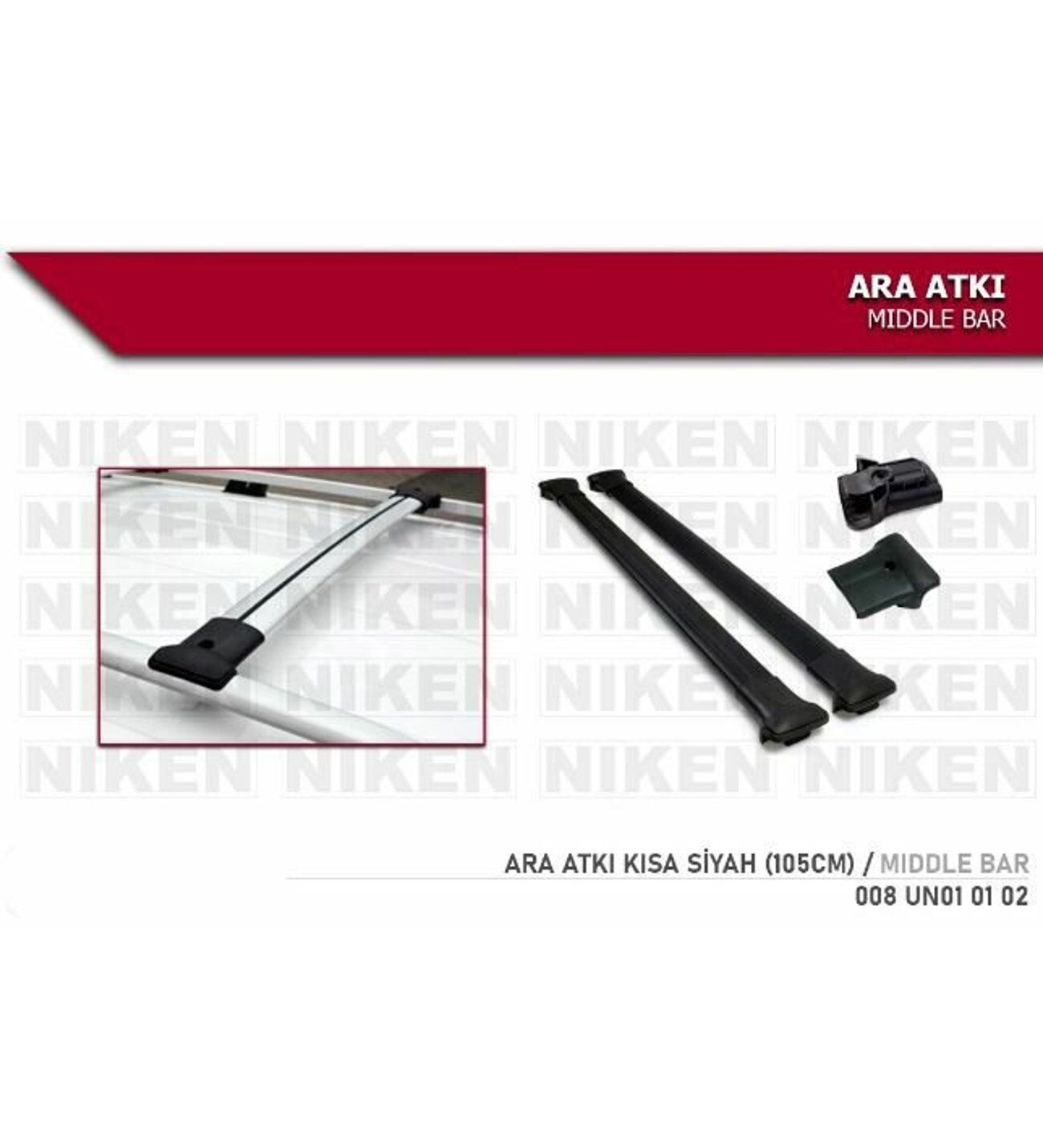 Araç üstü ara atkı bagaj taşıyıcı-siyah (yanlardan sıkıştırmalı model)alüminyum 105cm.