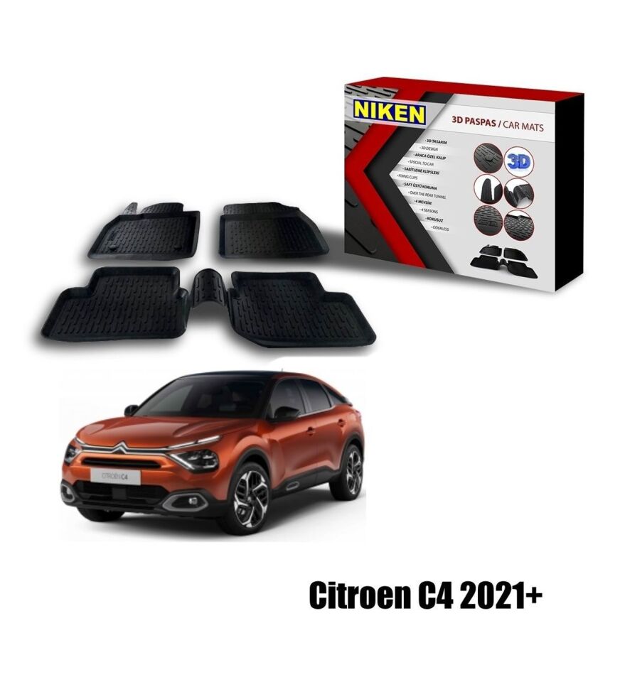 Citroen C4 Havuzlu 3D Paspas Niken Siyah 2021+ sonrası uyumlu