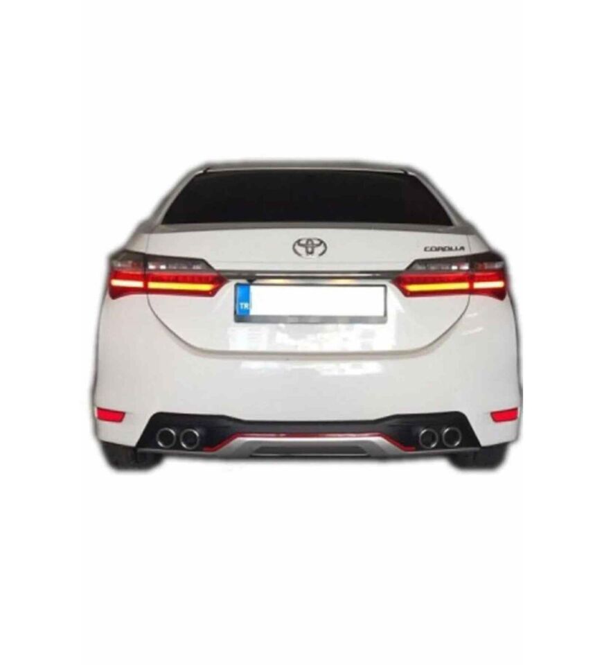 Toyota Corolla 4 çıkış görünümlü kırmızı şeritli difüzör 2013-2018 arası modeller