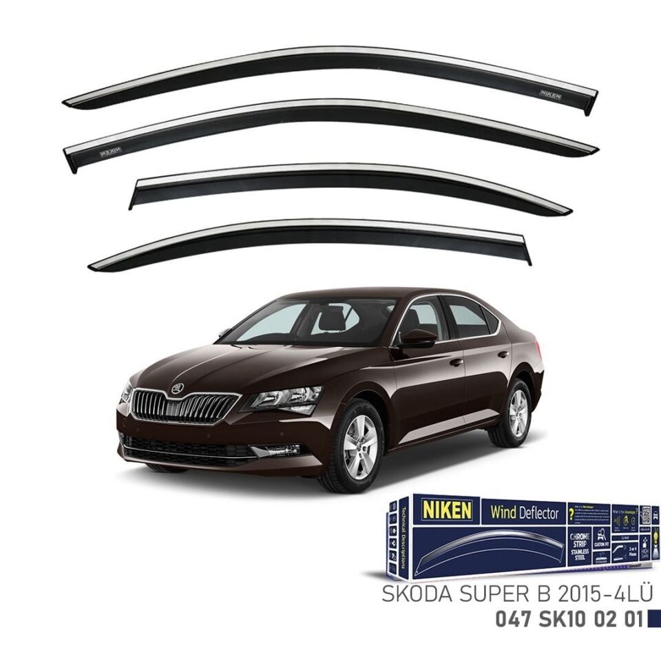 Niken Skoda Superb Cam Rüzgarlığı Kromlu 4'Lü 2015+ Sonrası