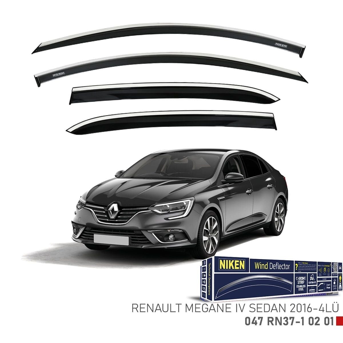 Renault Megane 4 Sedan Kromlu Cam Rüzgarlığı Niken 2016+ sonrası uyumlu
