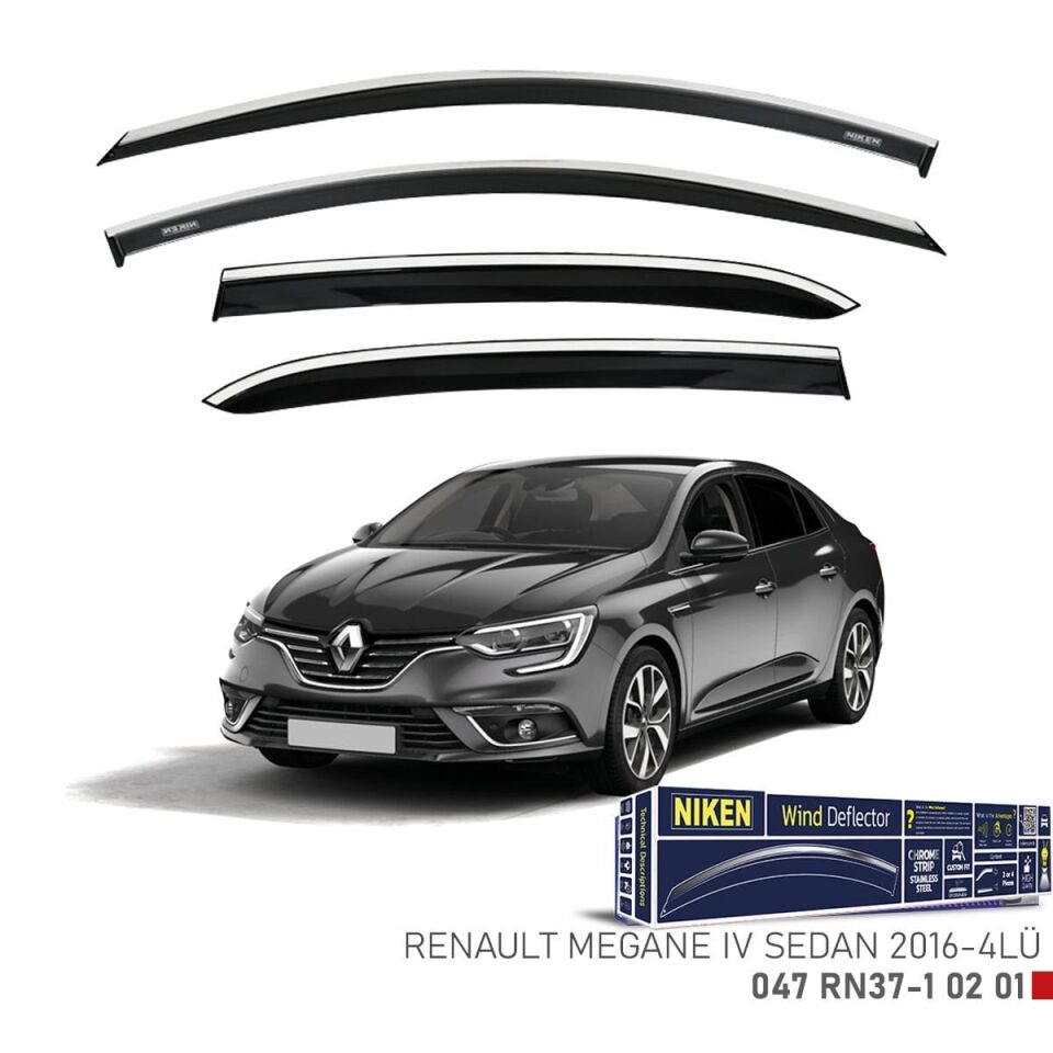 Renault Megane 4 Sedan Kromlu Cam Rüzgarlığı Niken 2016+ sonrası uyumlu