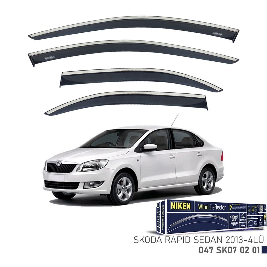 Niken Skoda Rapid Sedan Cam Rüzgarlığı Kromlu 4'Lü 2013+ Sonrası