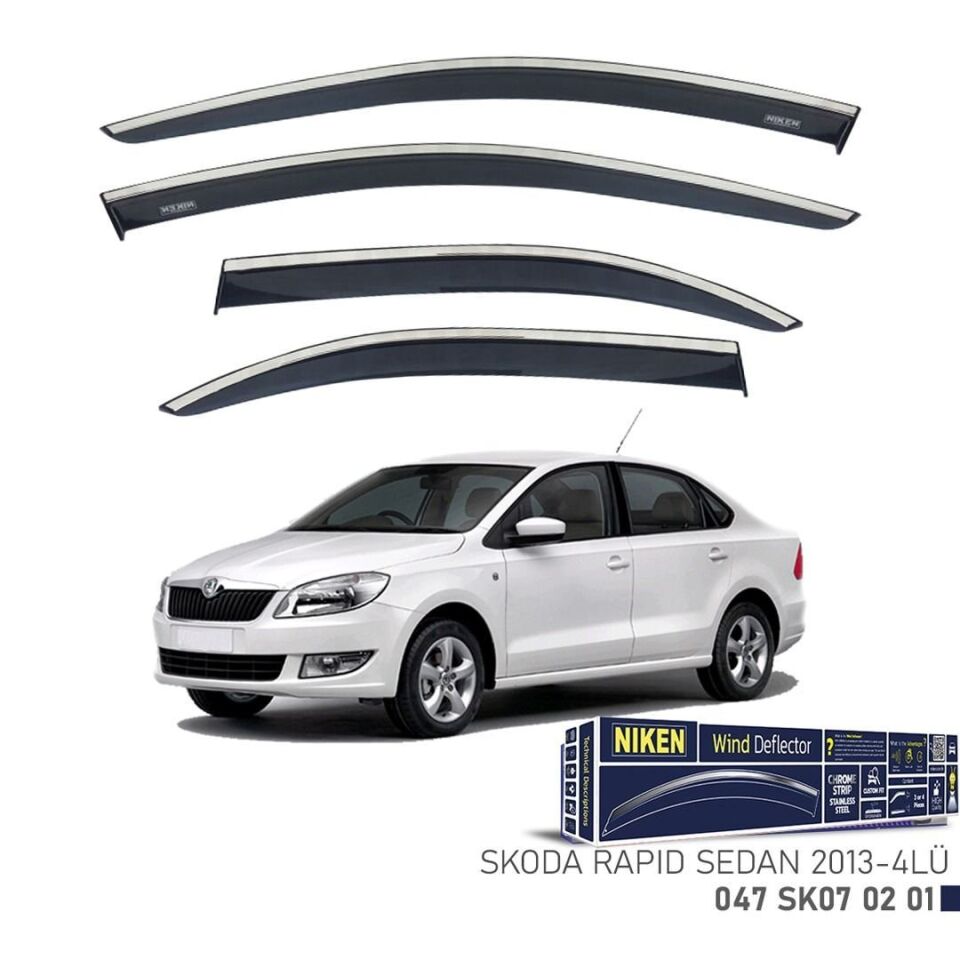 Niken Skoda Rapid Sedan Cam Rüzgarlığı Kromlu 4'Lü 2013+ Sonrası
