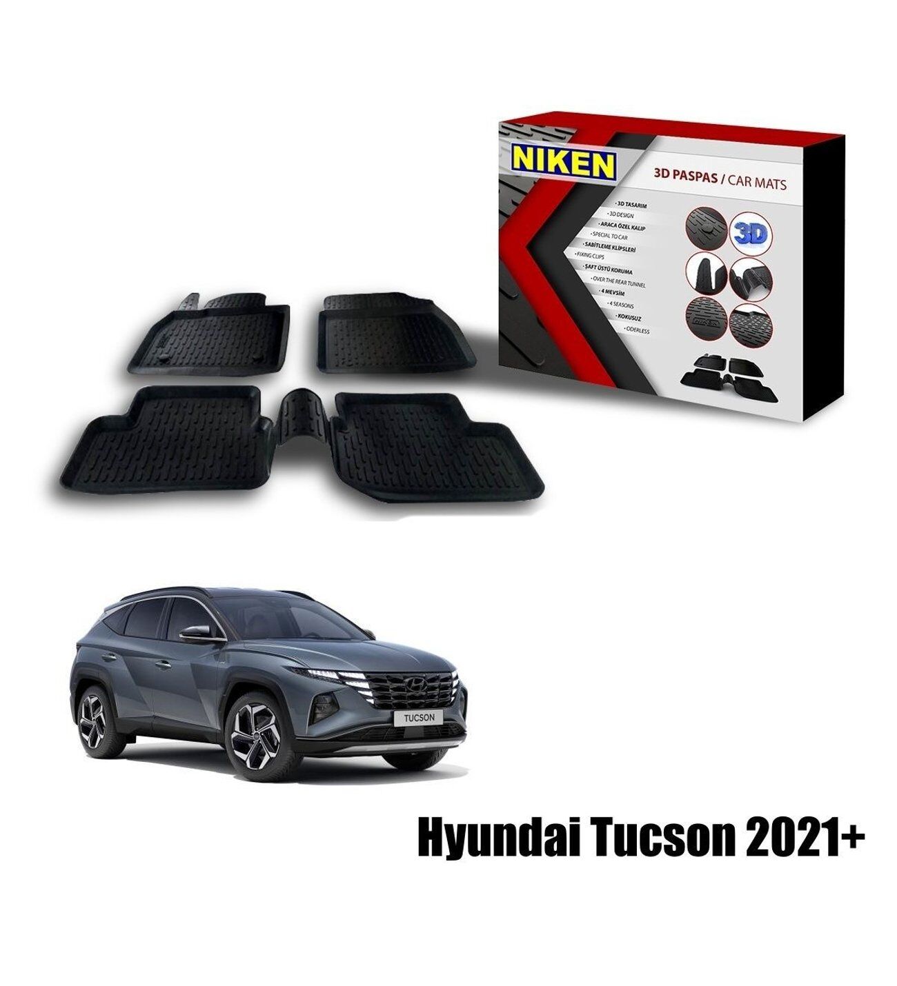 Hyundai Tucson Havuzlu 3D Paspas Niken Siyah 2021+ sonrası uyumlu