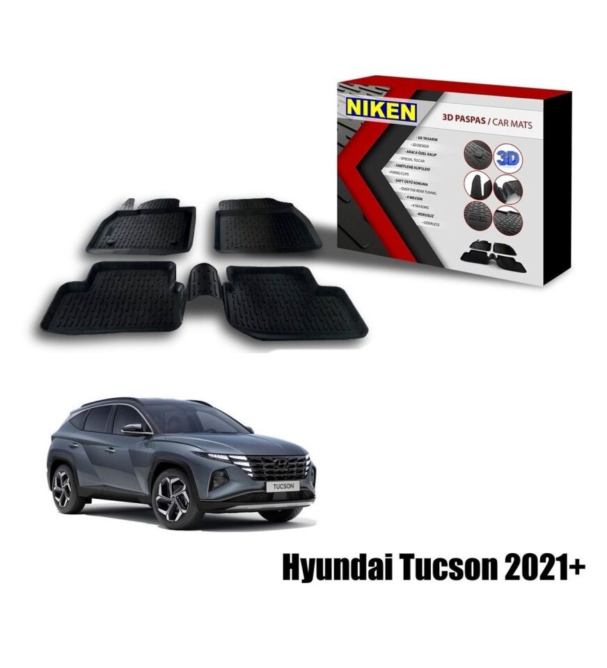 Hyundai Tucson Havuzlu 3D Paspas Niken Siyah 2021+ sonrası uyumlu