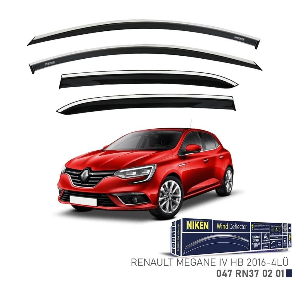 Niken Renault Megane 4 HB Cam Rüzgarlığı Kromlu 4'Lü 2016+ sonrası