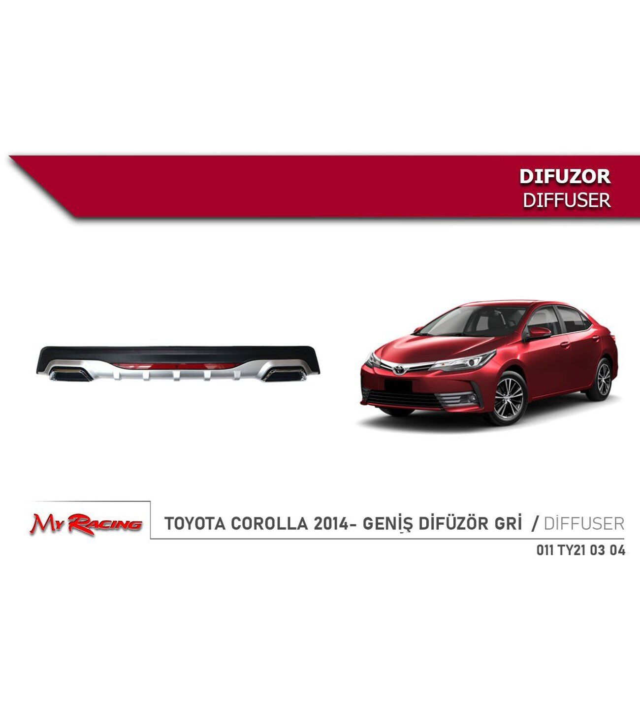Toyota Corolla çift çıkış görünümlü amg difüzör pianoblack 2013-2018 arası modeller