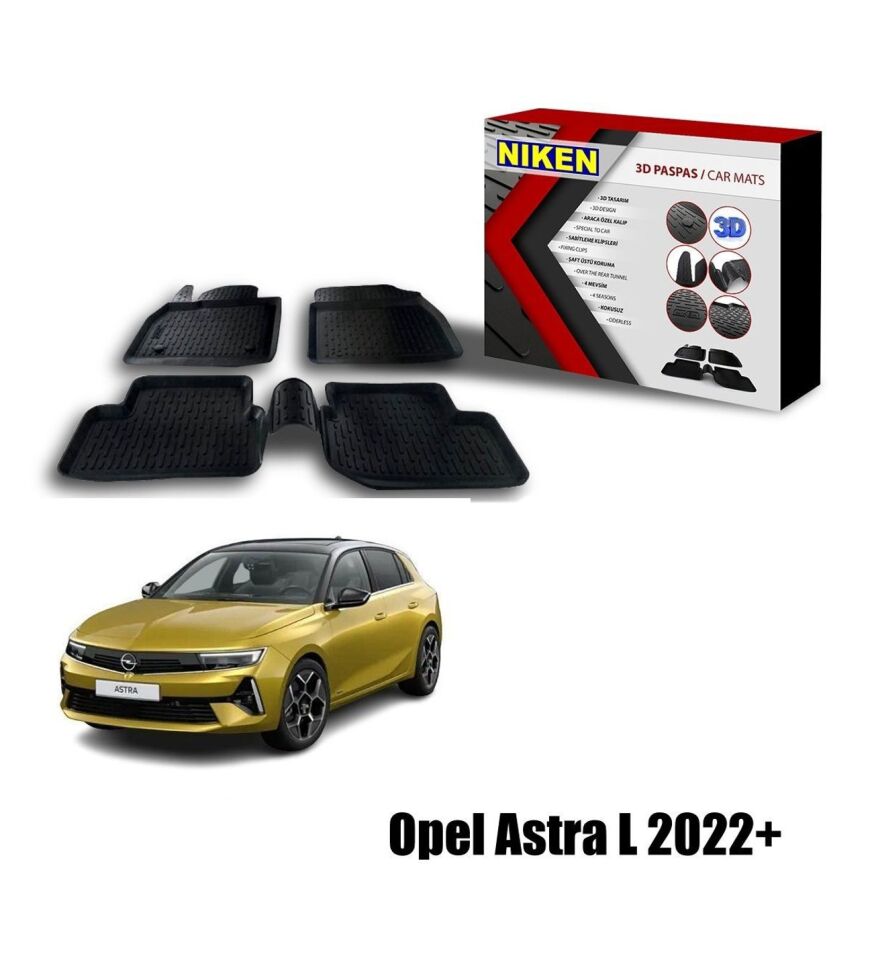 Opel Astra L Havuzlu 3D Paspas Niken Siyah 2022+ sonrası uyumlu