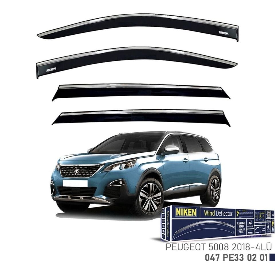 Niken Peugeot 5008 Cam Rüzgarlığı Kromlu 4'Lü 2018+ Sonrası