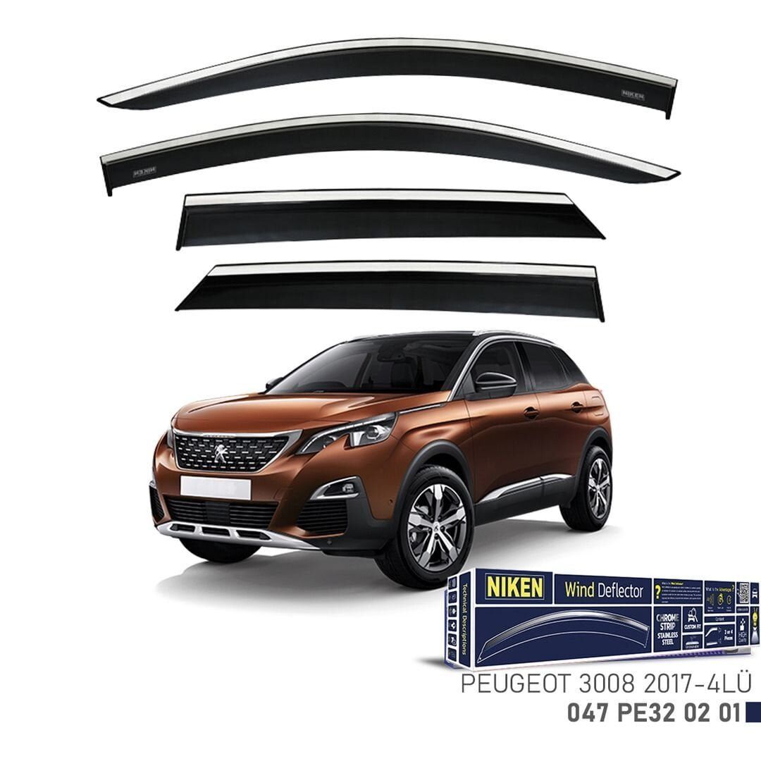 Niken Peugeot 3008 Cam Rüzgarlığı Kromlu 4'Lü 2017+ Sonrası