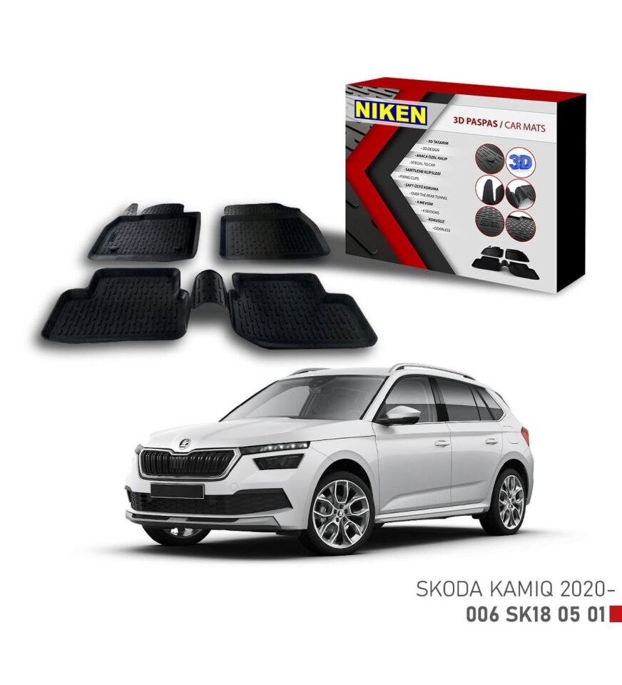 Skoda Kamiq Havuzlu 3D Paspas Niken Siyah 2020+ sonrası uyumlu