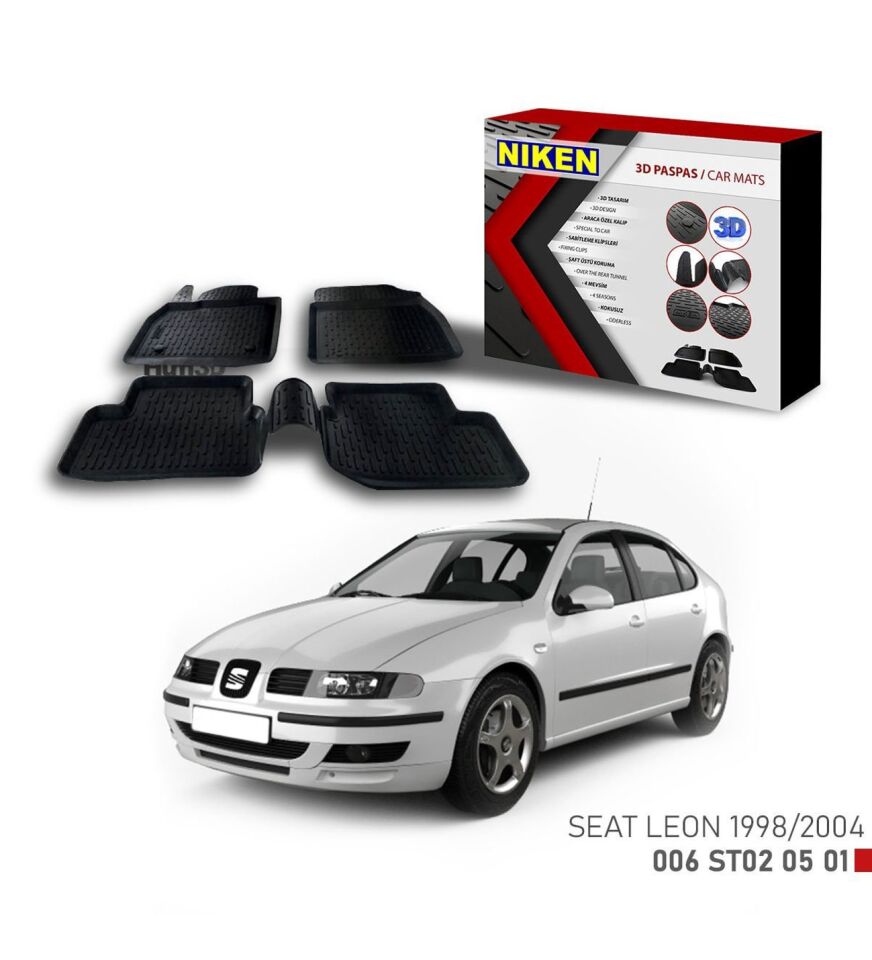 Seat Leon Havuzlu 3D Paspas Niken Siyah 1998-2004 arası uyumlu