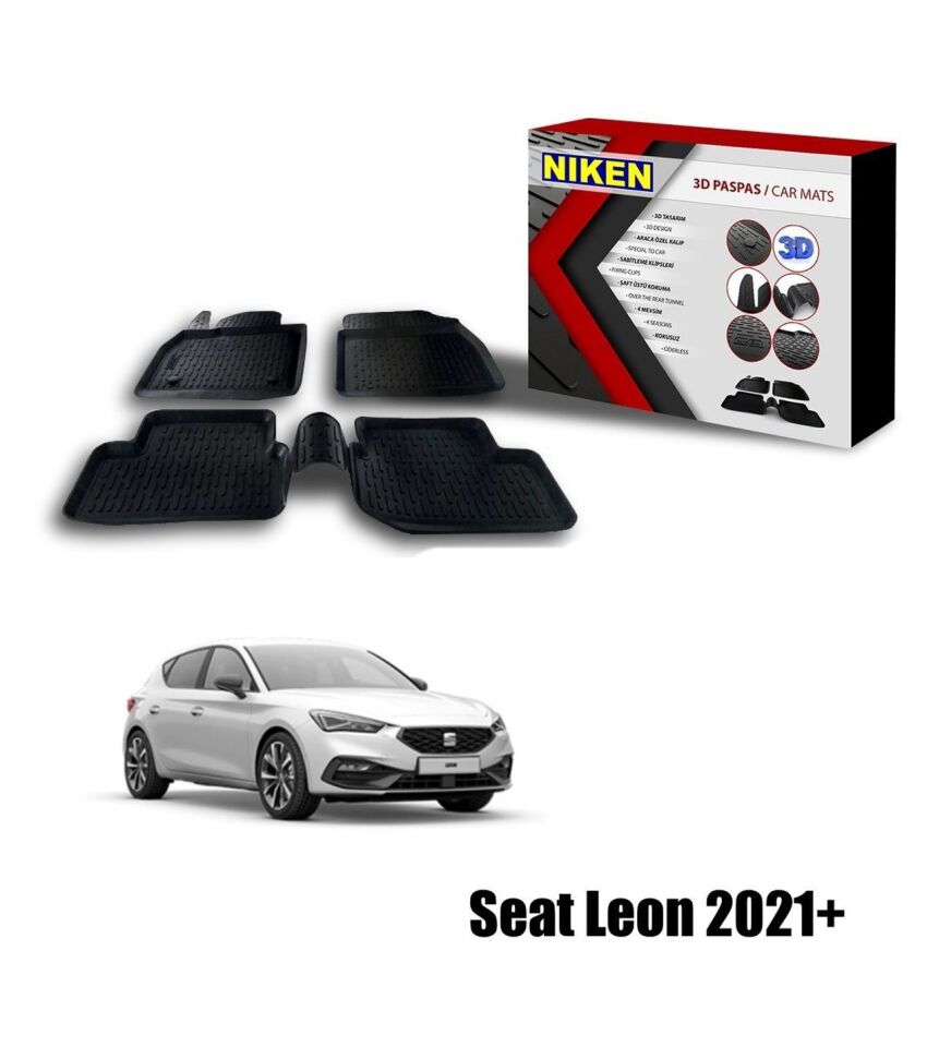 Seat Leon Havuzlu 3D Paspas Niken Siyah 2021+ Sonrası
