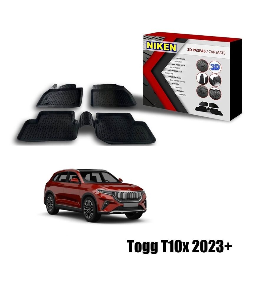 Togg T10x Havuzlu 3D Paspas Niken Siyah 2023+ Sonrası