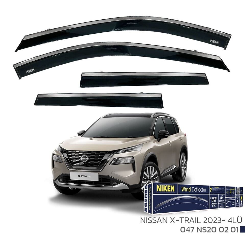 Niken Nissan X-Trail Cam Rüzgarlığı Kromlu 4'Lü 2023+ Sonrası