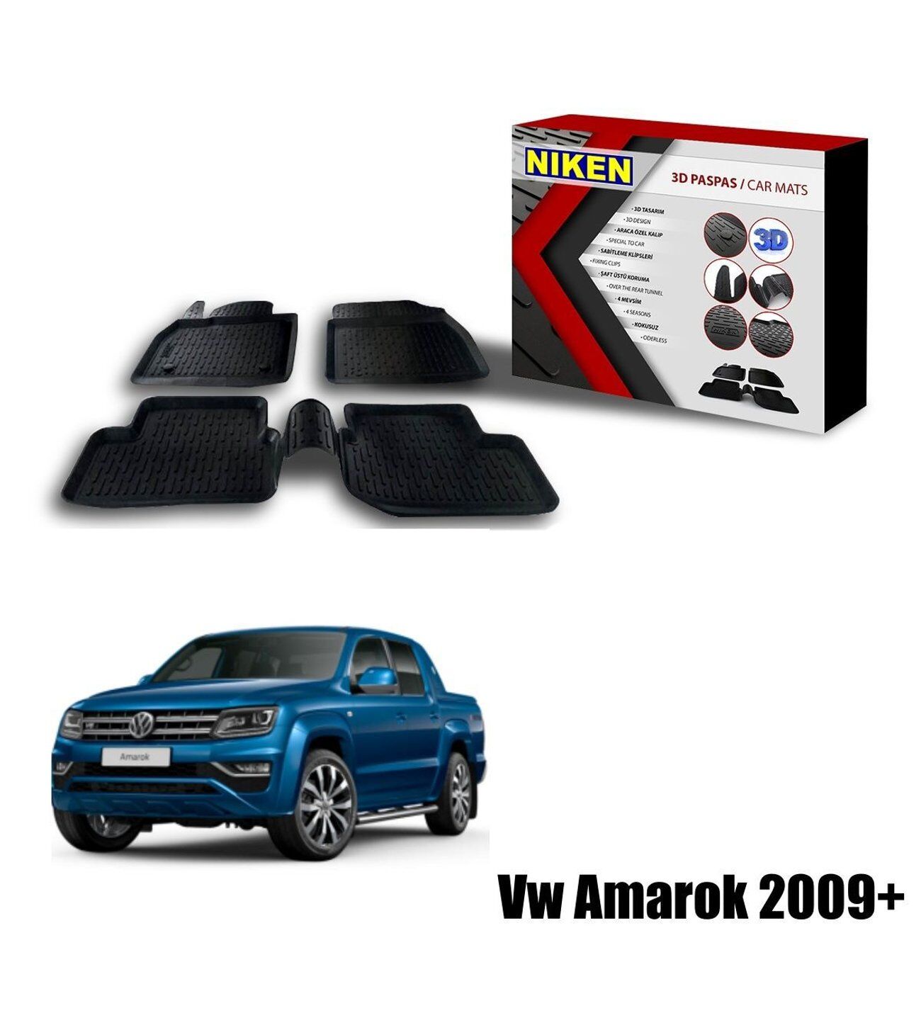 Vw Amarok Havuzlu 3D Paspas Niken Siyah 2009+ Sonrası