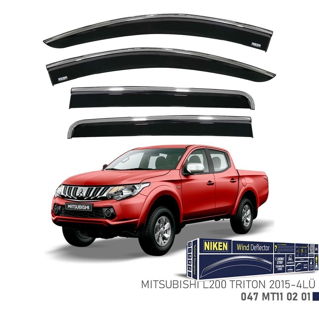 Niken Mitsubishi L200 Trion Cam Rüzgarlığı Kromlu 4'Lü 2015+ Sonrası