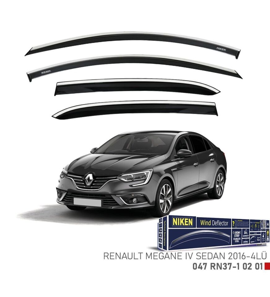 Renault Megane 4 Sedan Kromlu Cam Rüzgarlığı Niken 2016+ sonrası uyumlu