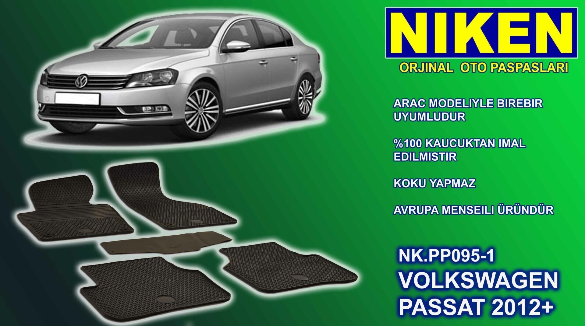 Vw Passat b7 paspas kauçuk 5'li oem germany 2011+ Sonrası NİKEN