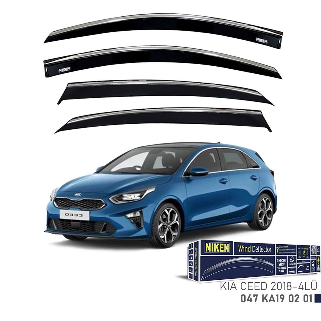 Niken Kia Ceed Cam Rüzgarlığı Kromlu 4'Lü 2018+ Sonrası