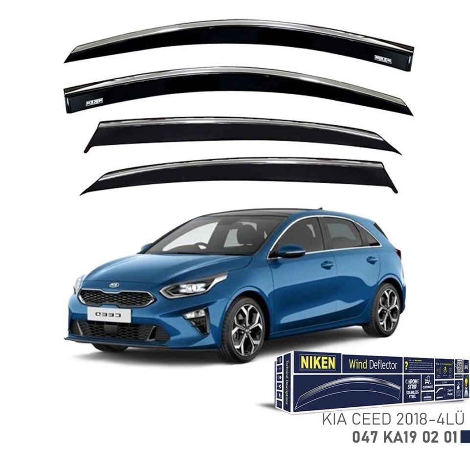 Niken Kia Ceed Cam Rüzgarlığı Kromlu 4'Lü 2018+ Sonrası