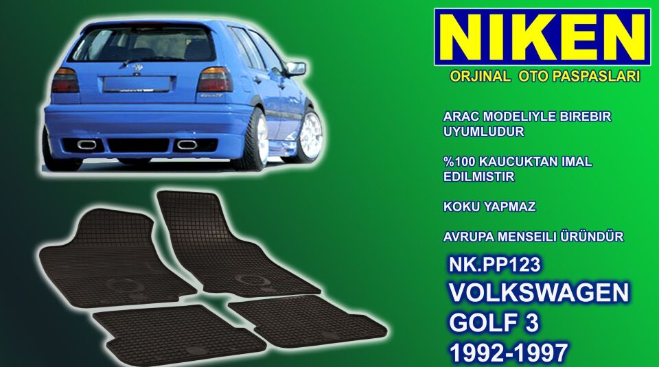 Vw Golf 3 vento paspas kauçuk 4'lü oem germany 1992-1997 NİKEN