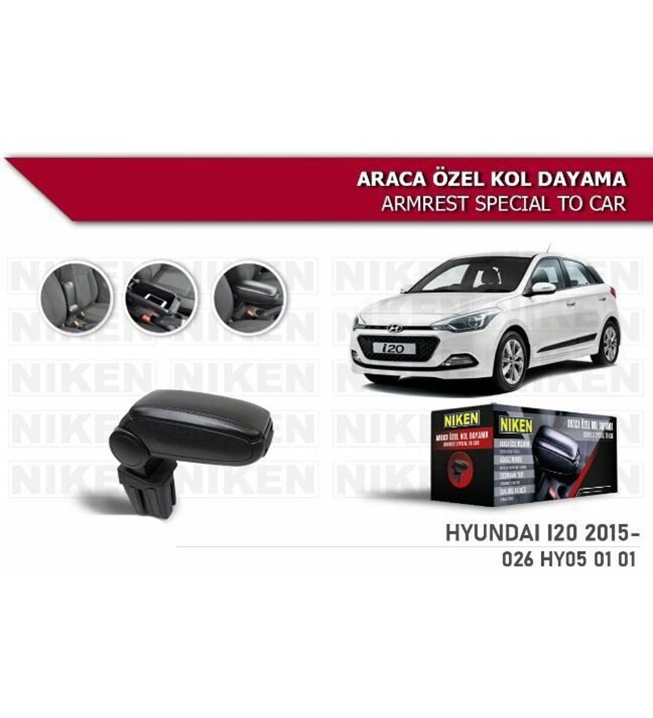 Hyundai i20 Araca Özel Kol Dayama Kolçak 2015 ve sonrası Niken